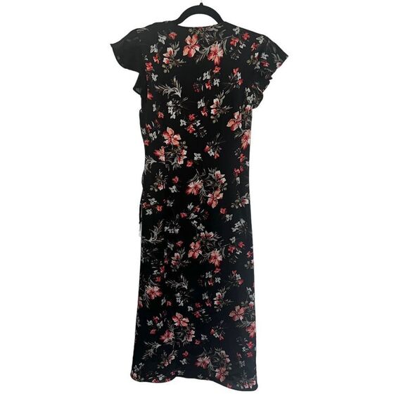 AVEC LES FILLES Floral Satin & Chiffon Midi Wrap Dress - Picture 10 of 14